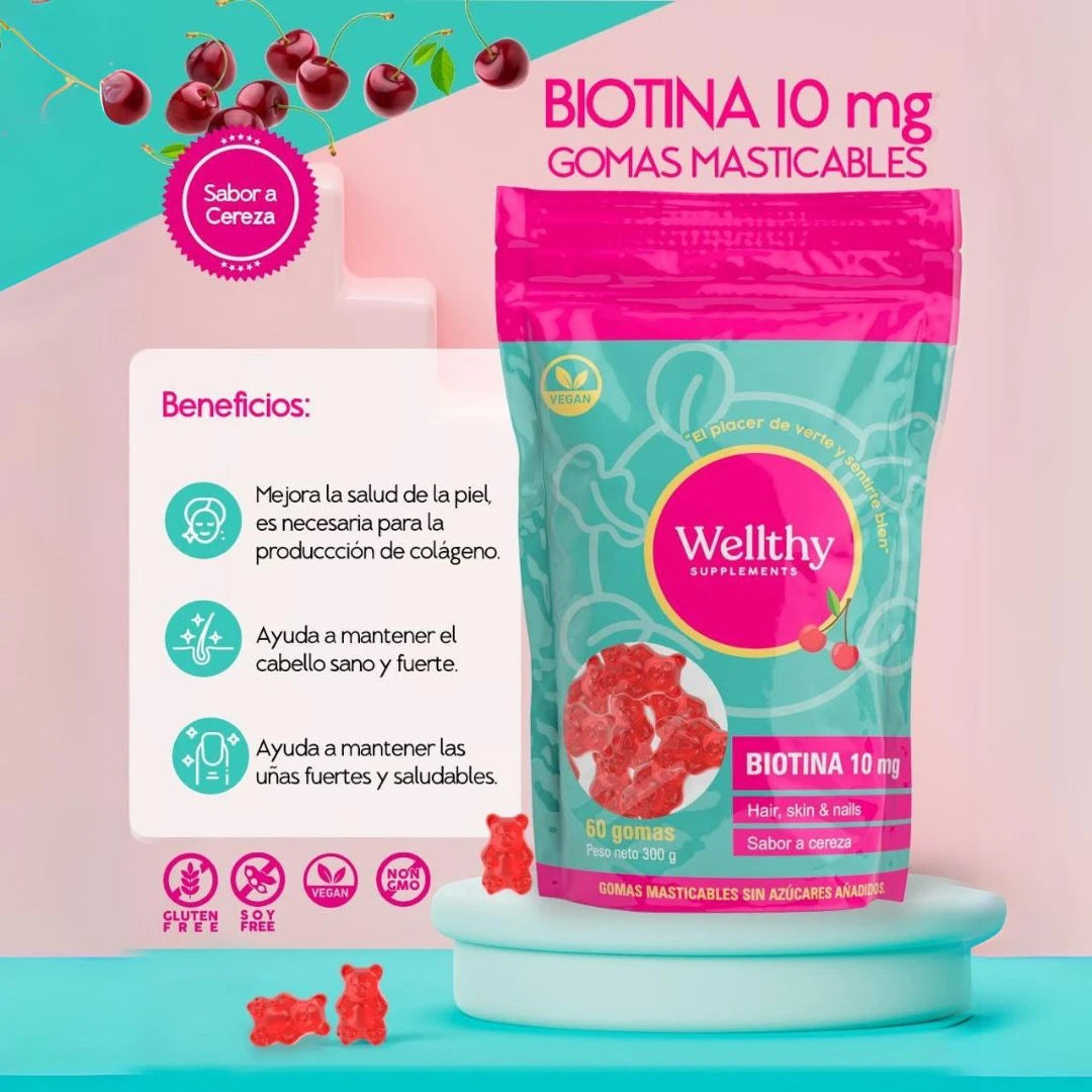 GOMAS DE BIOTIONA SIN AZUCAR (FORTACELE PELO Y UÑAS)💅🏻💇🏻♀️ - LLEVALAS EN COMBO CON GOMAS DE MELATONINA (PARA DORMIR MEJOR) 🌙💤 - ENVIO GRATIS 🤩