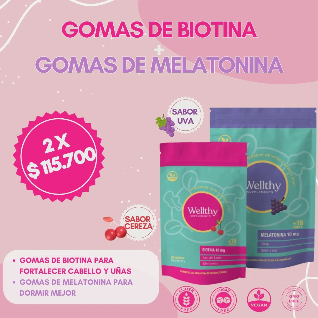 GOMAS DE BIOTIONA SIN AZUCAR (FORTACELE PELO Y UÑAS)💅🏻💇🏻♀️ - LLEVALAS EN COMBO CON GOMAS DE MELATONINA (PARA DORMIR MEJOR) 🌙💤 - ENVIO GRATIS 🤩