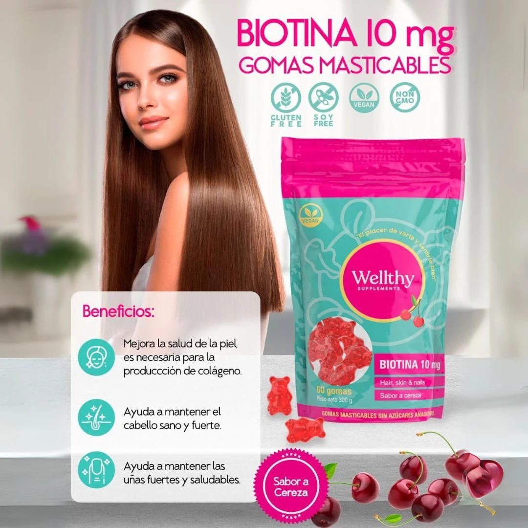 GOMAS DE BIOTIONA SIN AZUCAR (FORTACELE PELO Y UÑAS)💅🏻💇🏻‍♀️  - LLEVALAS EN COMBO CON GOMAS DE MELATONINA (PARA DORMIR MEJOR) 🌙💤 - ENVIO GRATIS 🤩